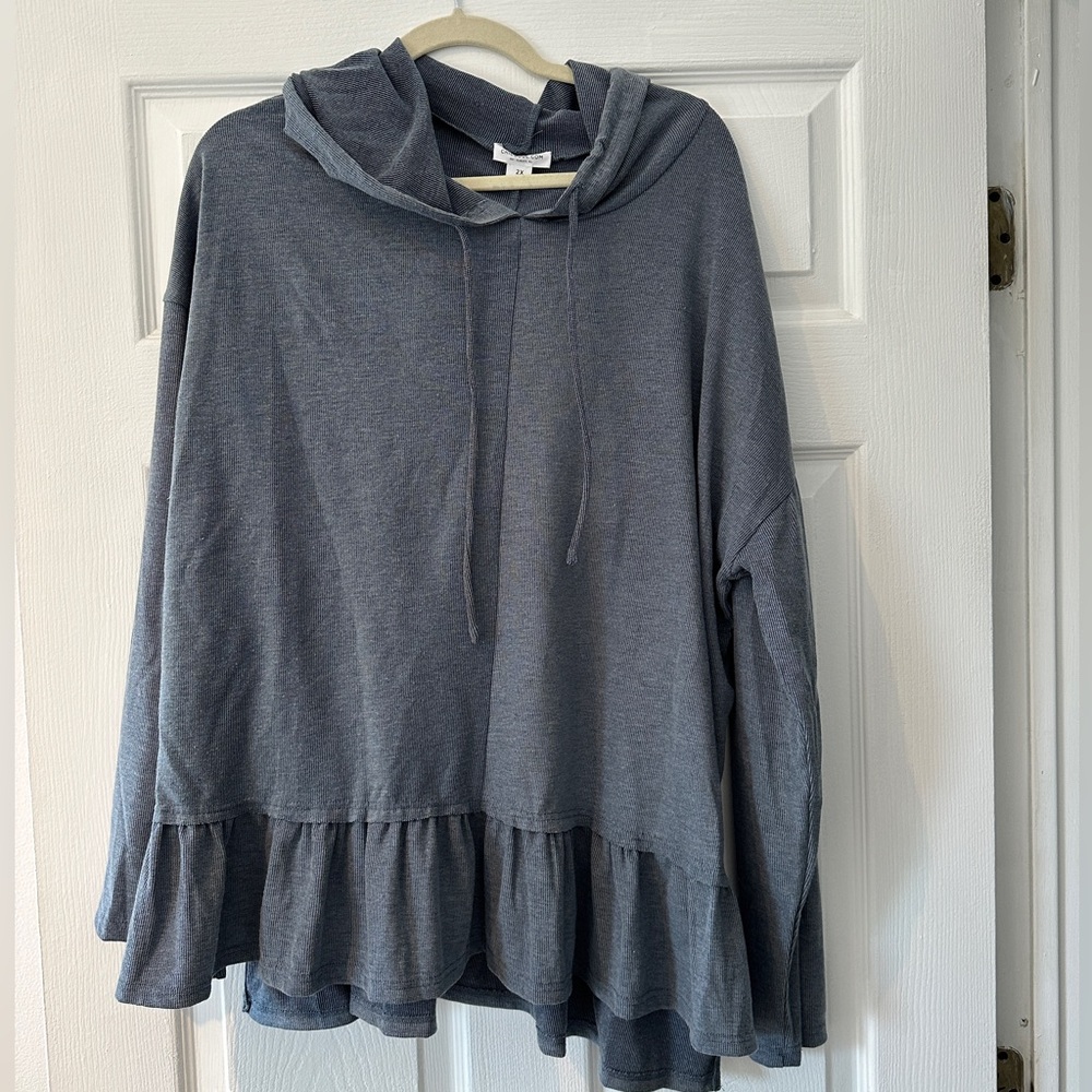 Chic Soul Peplum Hooded Sweater 2X